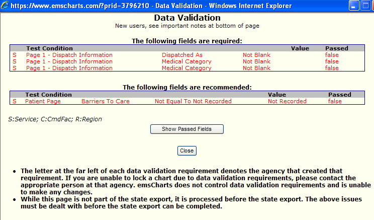 Data validation error message example